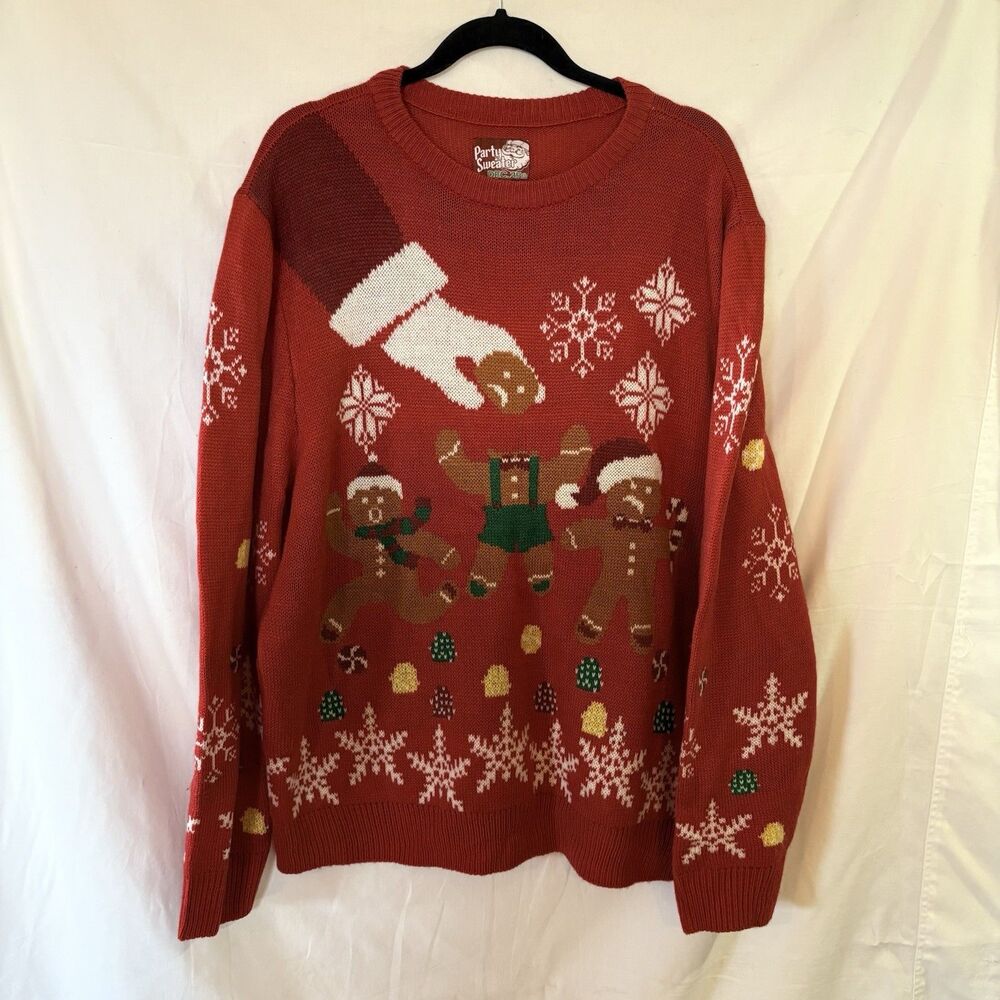 Party Sweater Dec 25th Gingerbread Man Ugly Christmas Sweater Size XL